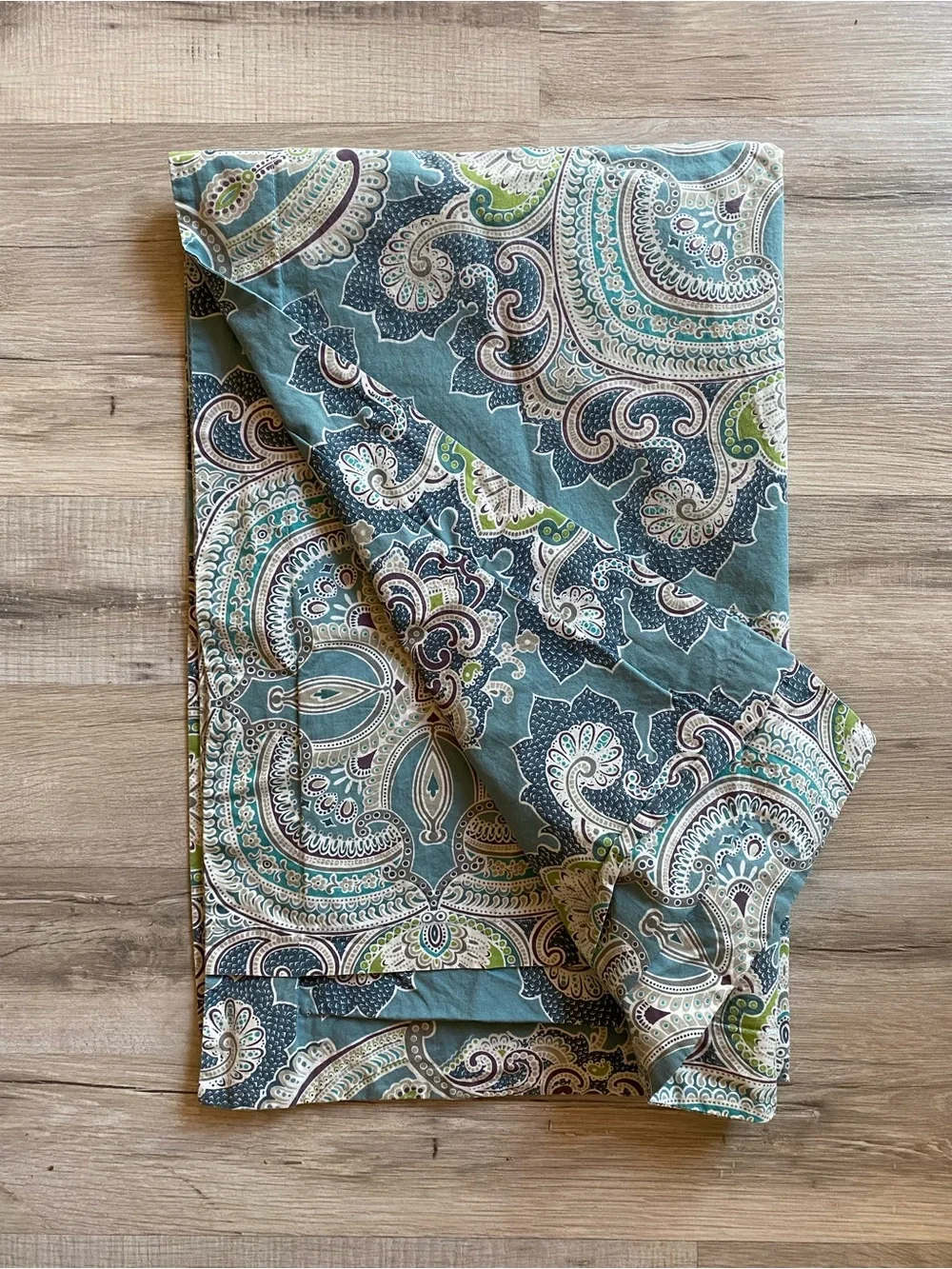 Pottery Barn King Duvet Cover Set Paisley in Teal and Cream